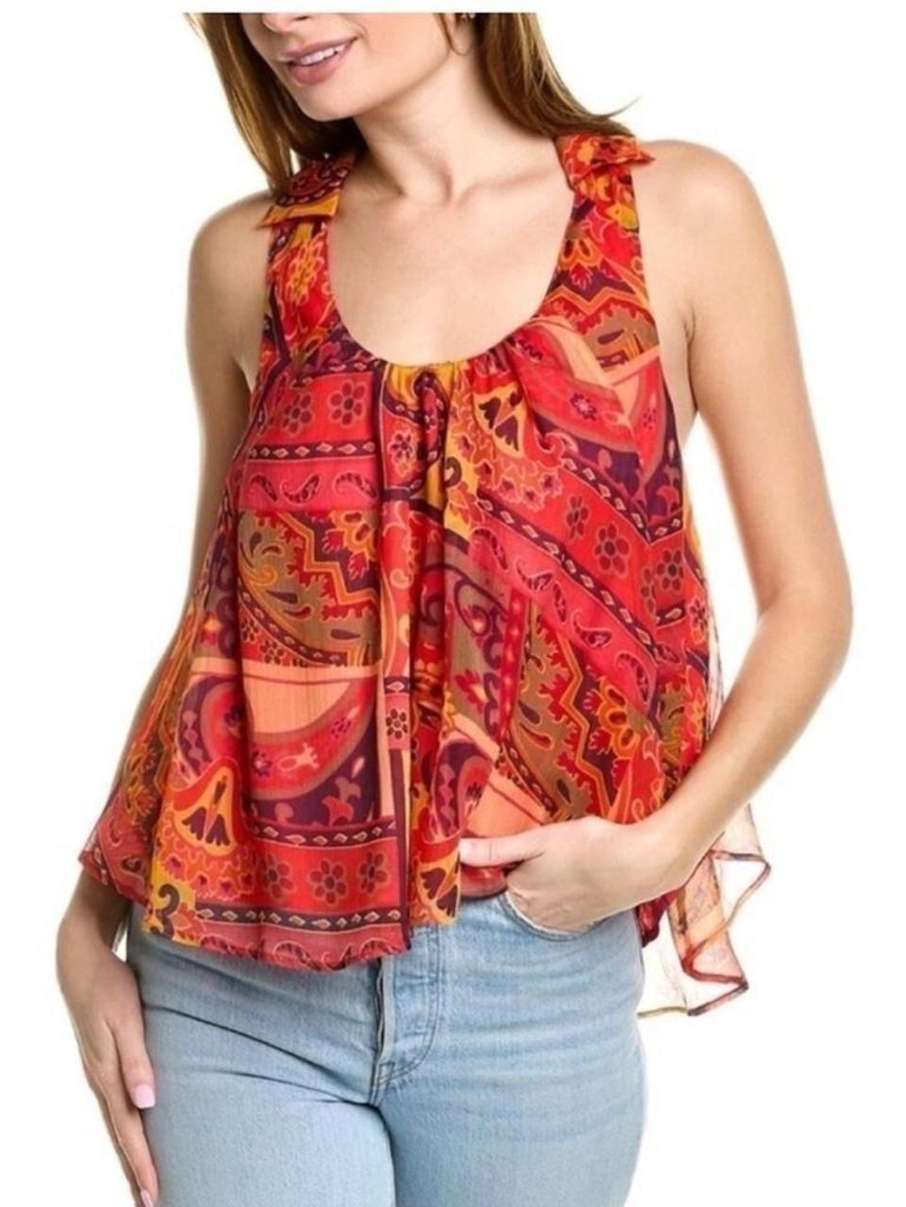 Free People boho flowy Y2K strawberry festival tank top xs